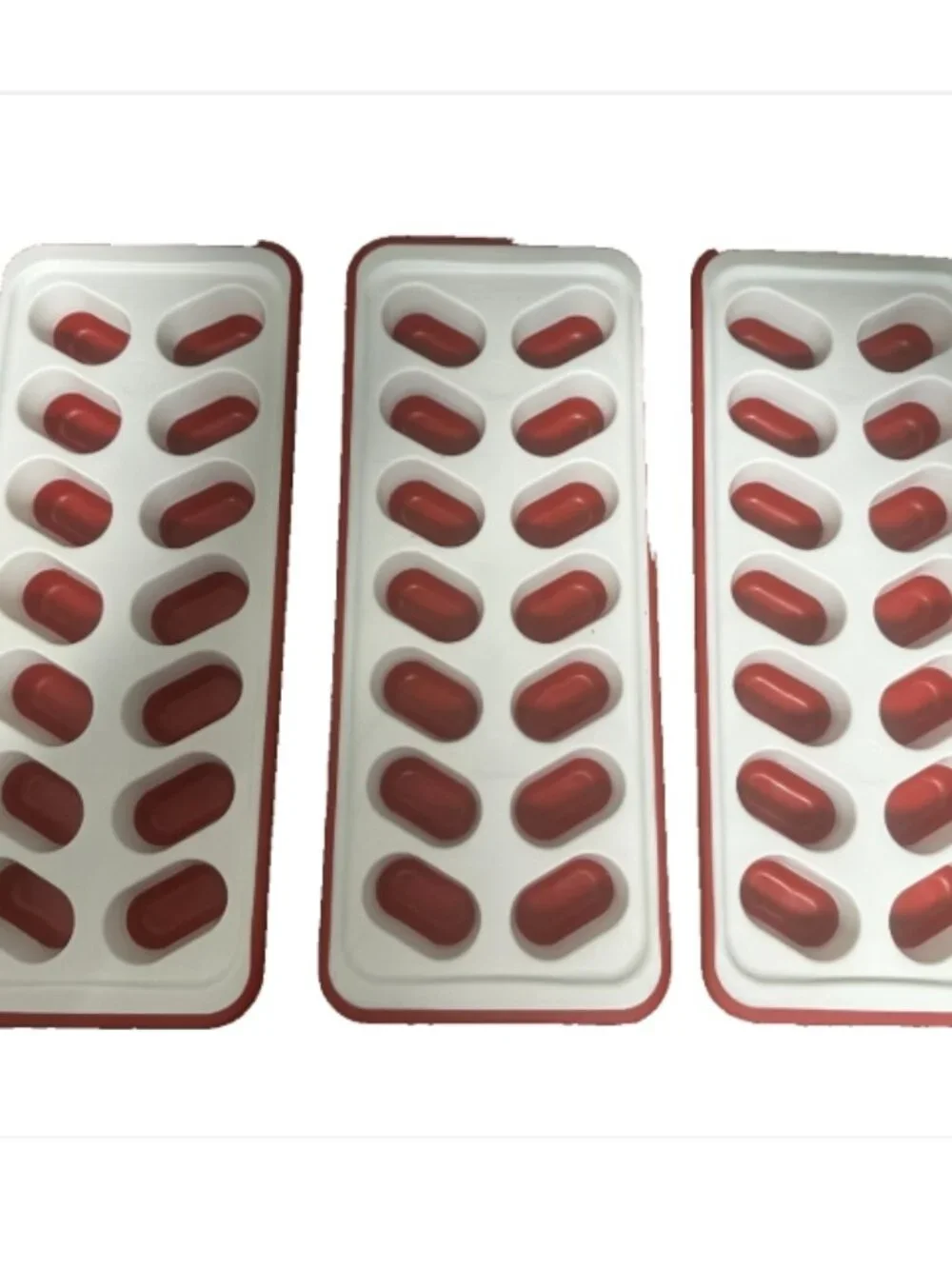 Lot of 3 Rubbermaid Easy Release Flexible Ice Cube Trays Red & White 6013371